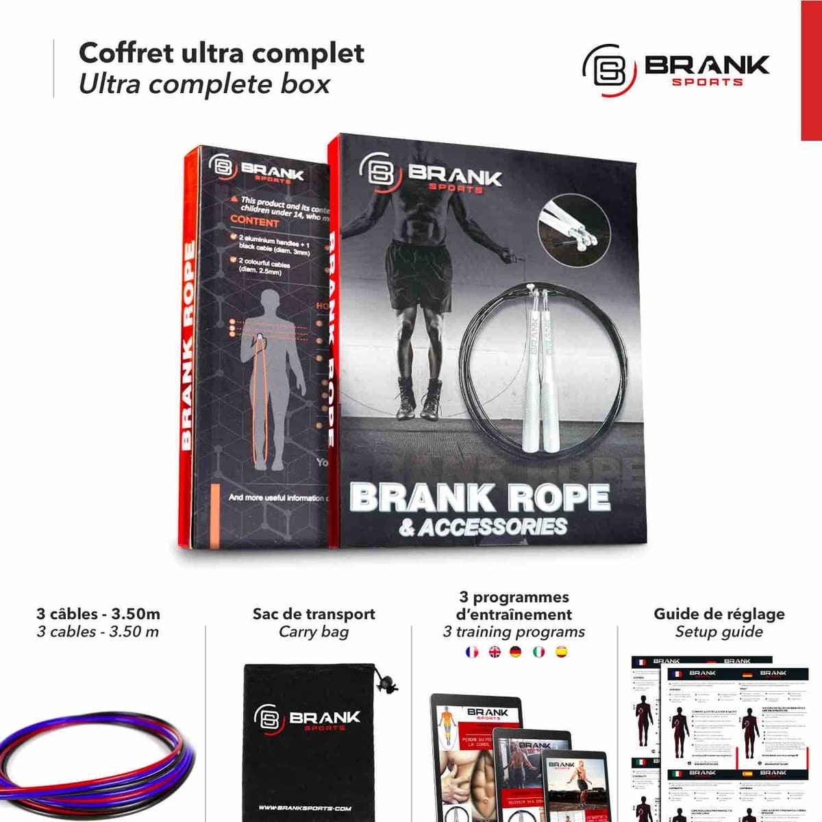 BRANK Rope, la meilleure corde à sauter crossfit et le coffret le plus complet du marché avec câbles en acier de rechange