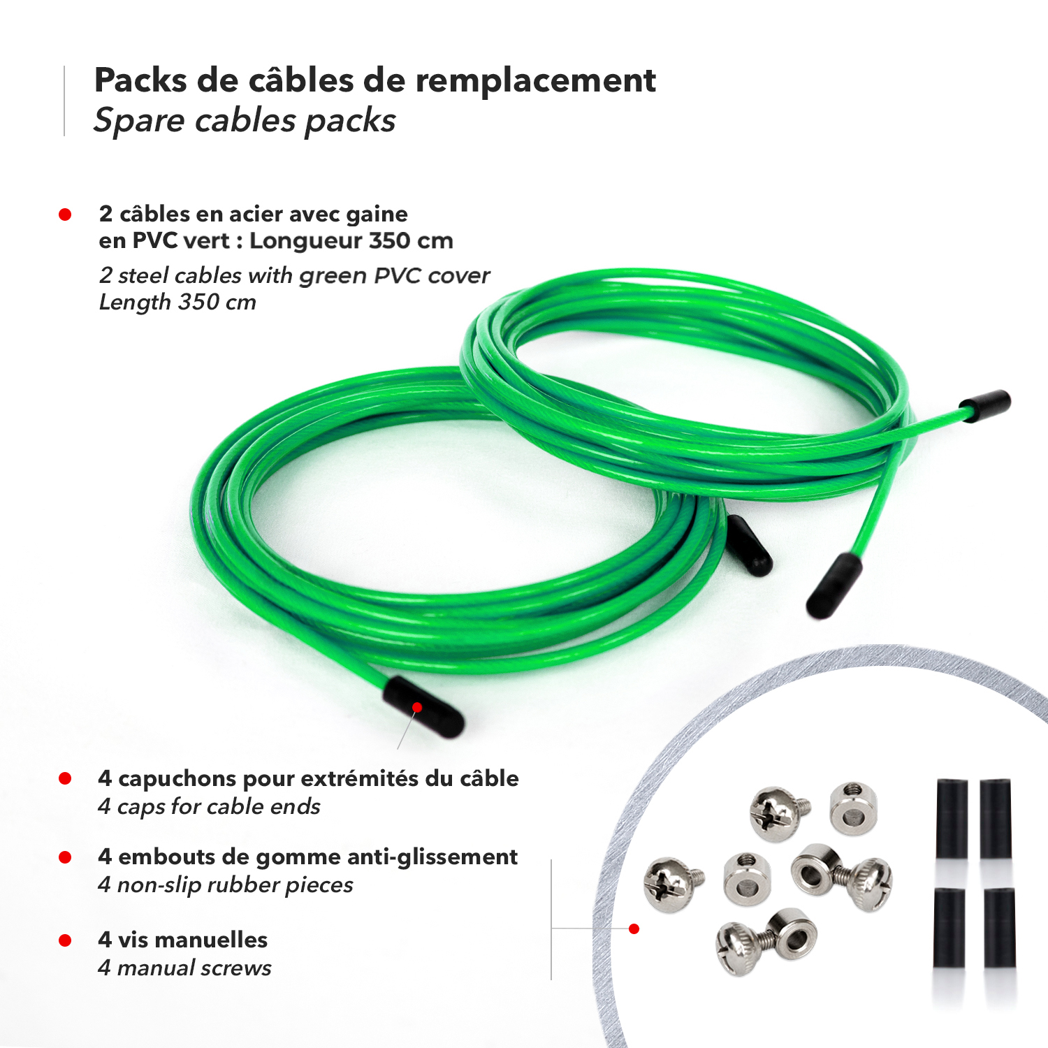 kit de corde de remplacement complet pour jump rope diamètre 2.5mm