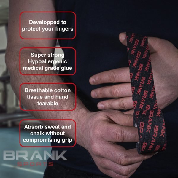 Lot de 3 straps d'haltérophilie de 9 m pour les doigts ou les articulation BRANK Tapes